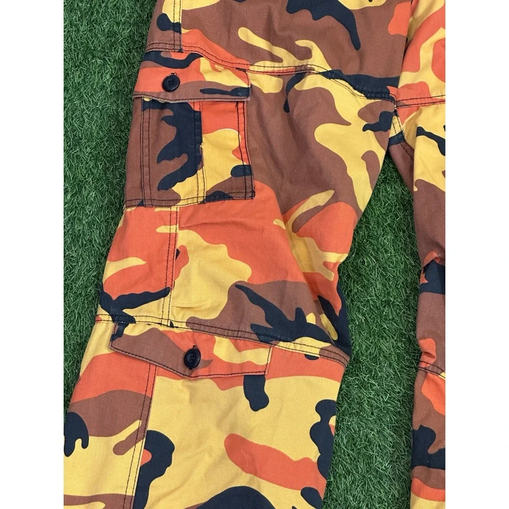 Vtg Rothco Military‎ Cargo Pants Mens XS Faded Double Knee Orange Camouflage